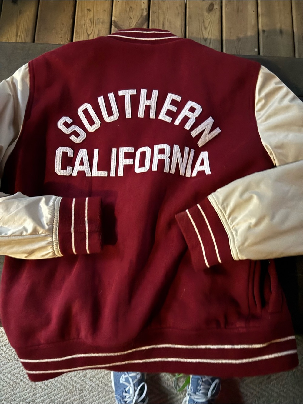 Hollister Maroon and Cream LA Varsity Jacket - Picture 2 of 8